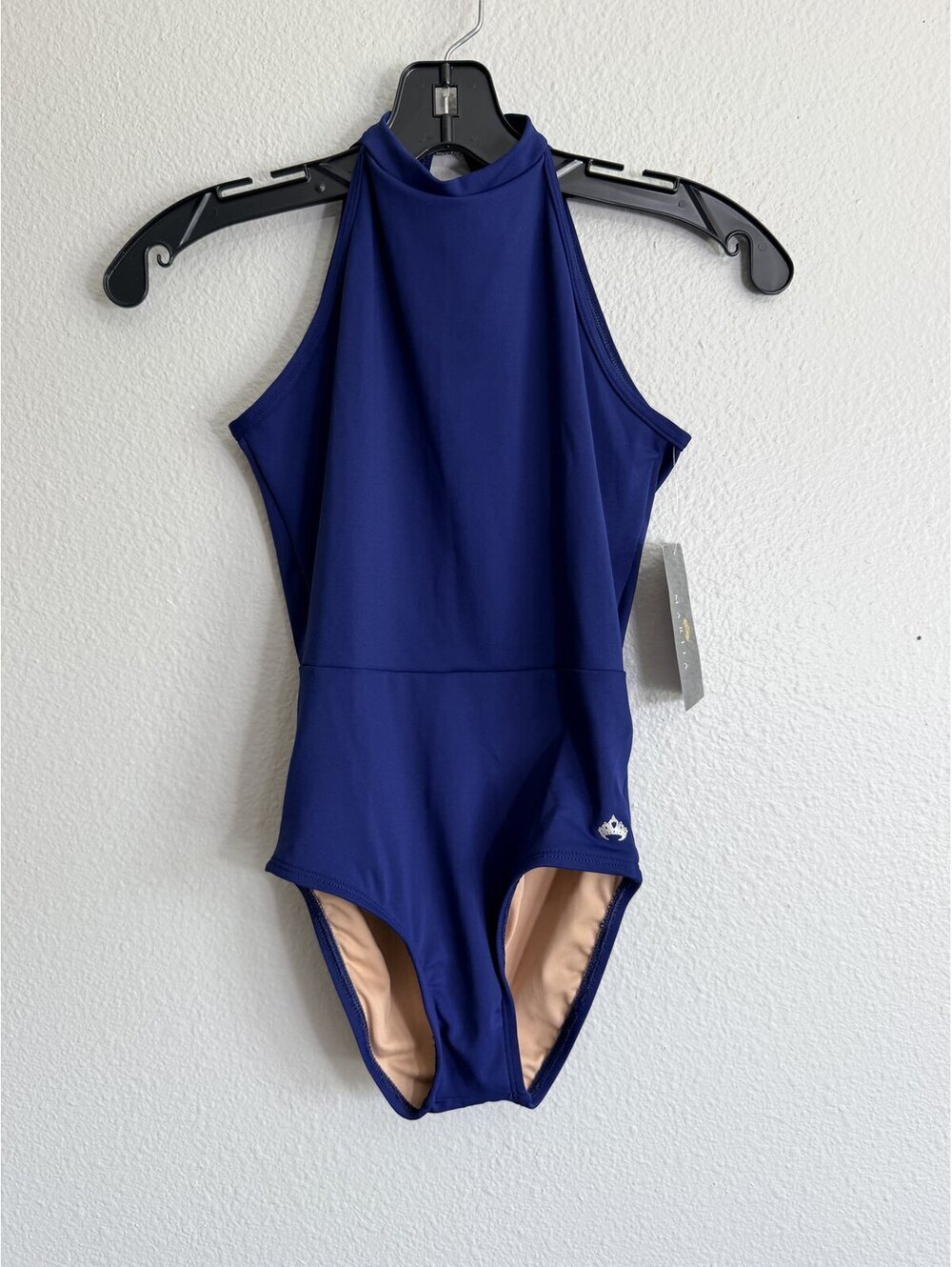 Mariia Halter Dance Leotard Open Back Navy Size XLC Extra Large Child